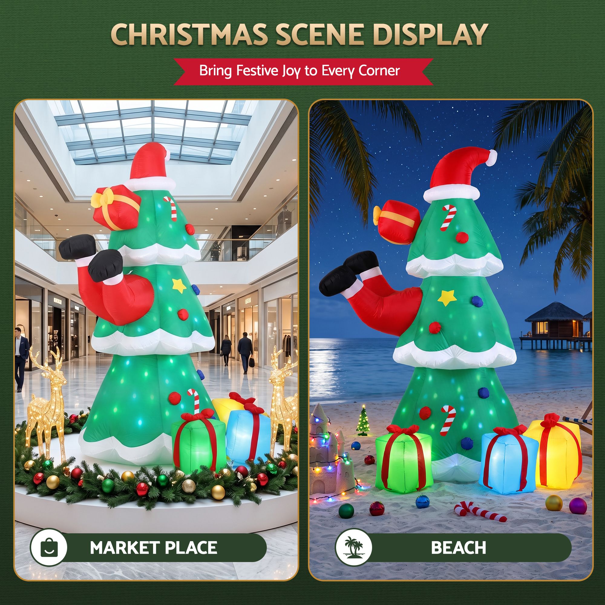 Jingle Jollys Christmas Inflatable Santa Tree 2.5M Height Flashing Light Decorations Illuminated โ image 6