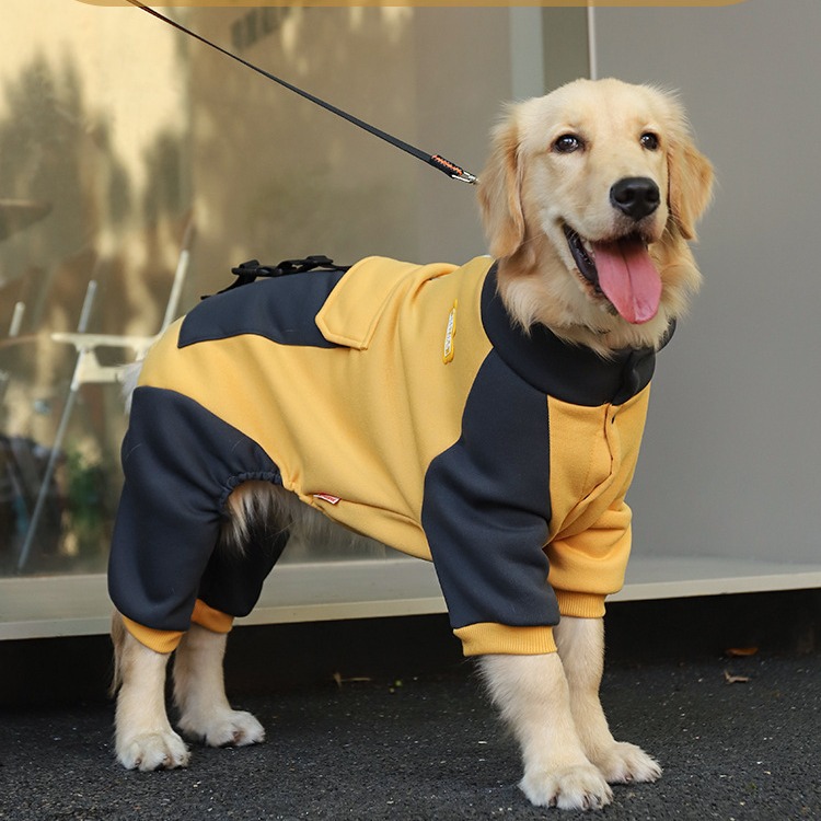 Turmeric Sporty Dog Onesie with Back Zipper & Pockets - For Medium/Large Dogs (Size: 3XL)