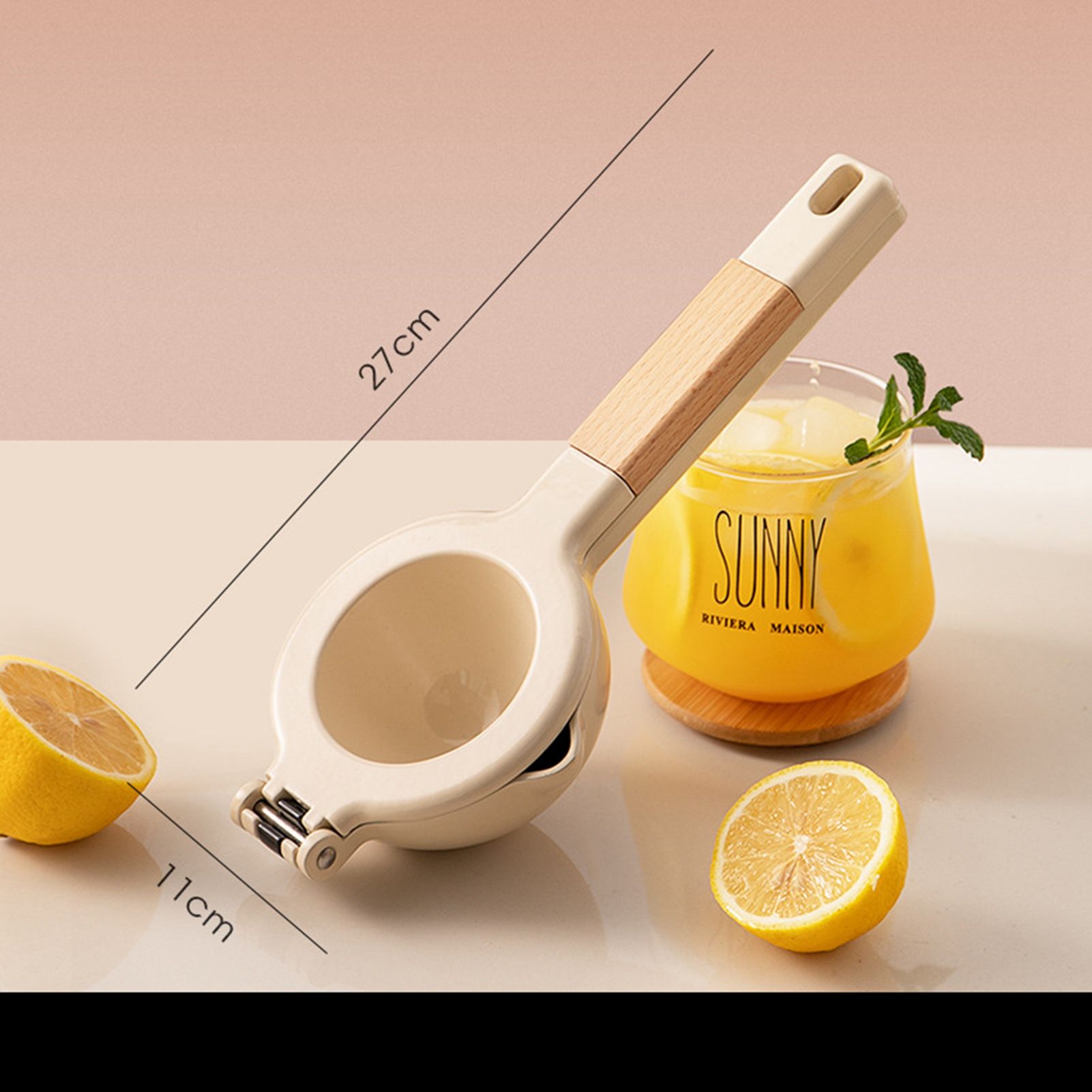 Citrus Juicer Strong Metal Wooden Handle Ergonomic Design Food Grade Coating Hand Juicer White (Wooden Handle) — image 2