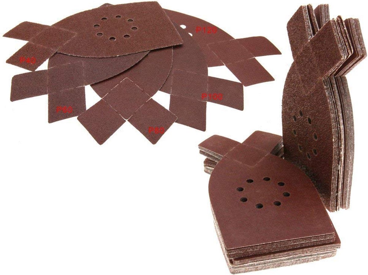50 pieces - sandpaper - P40/60/80/100/120 grit - grit sandpaper for multi-sander - For wood and metal - 205*175*105MM (205mm at the tip of the ear) โ image 3