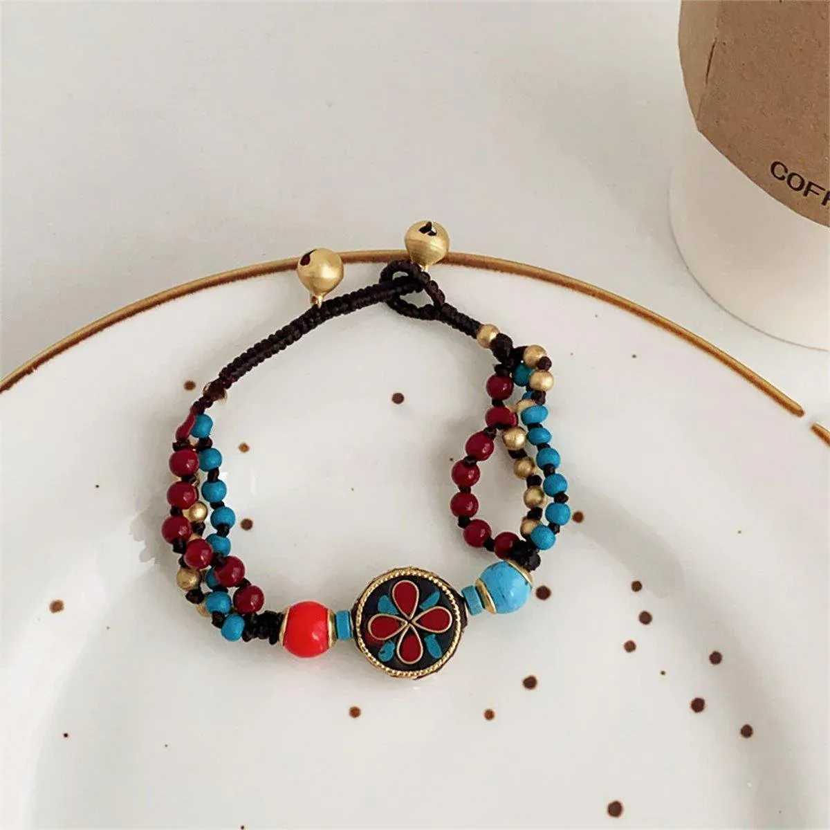 Ethnic Style Handmade Bracelet Color Stone Sky Bead Fashion Round Bead Bracelet — image 6