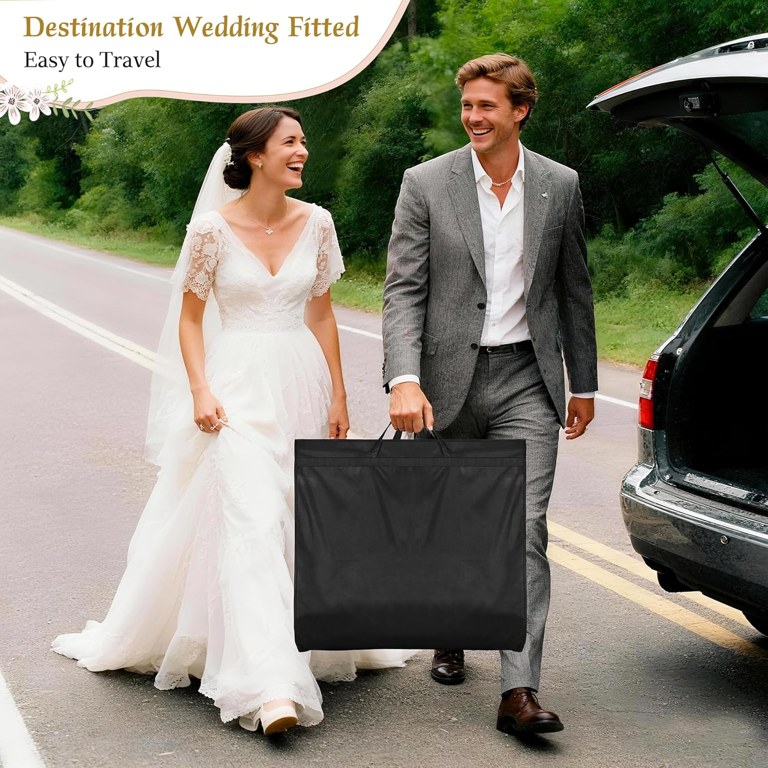 72" Wedding Dress Garment Bag for Travel with 4" Gusseted Long Hanging Dress Bags for Gowns for Women Garment Cover Clothes Storage for Closet, Black — image 2