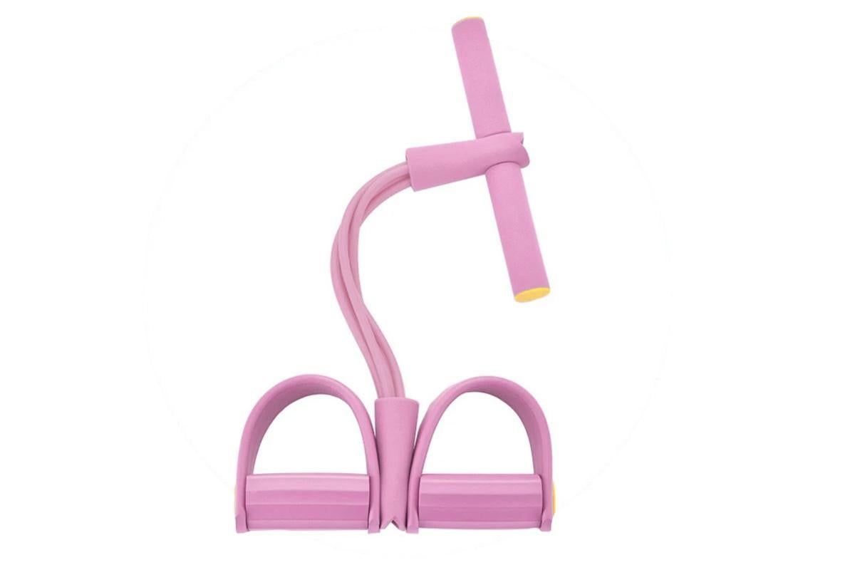 6 Tube Resistance Band Ankle Puller Foot Pedal Fitness Exercise Rope - Pink โ image 6