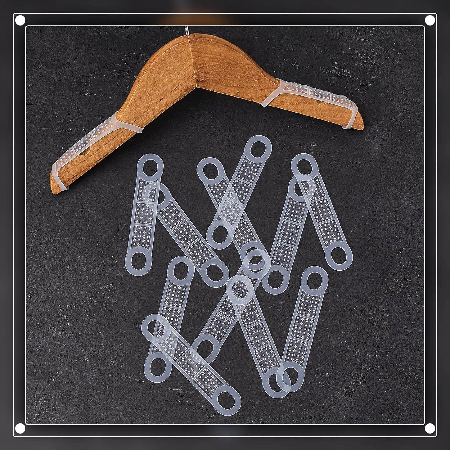 Non Slip Rubber Clothes Hanger Grips Clear Silicone Clothing Hanger Strips Clothes Hanging Accessories for Wood Hangers (200 Pcs) — image 3