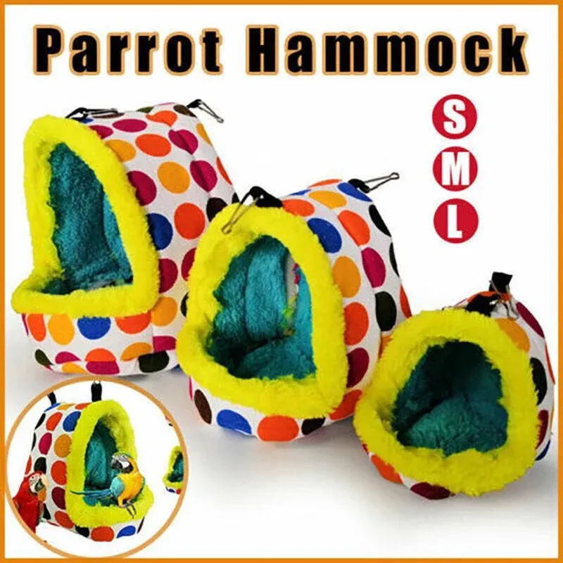 Bird Parrot Hammock Pet Sleep Cotton Nest Hang Cave Cage Plush Hut Tent Bed Warm - M โ image 2