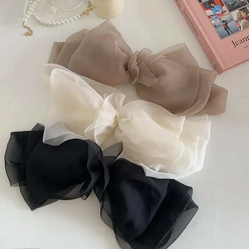 Large Tulle Bow Hair Clip Women Hair Clip Arty Headdress Gifts Ponytail Party - Black — image 6
