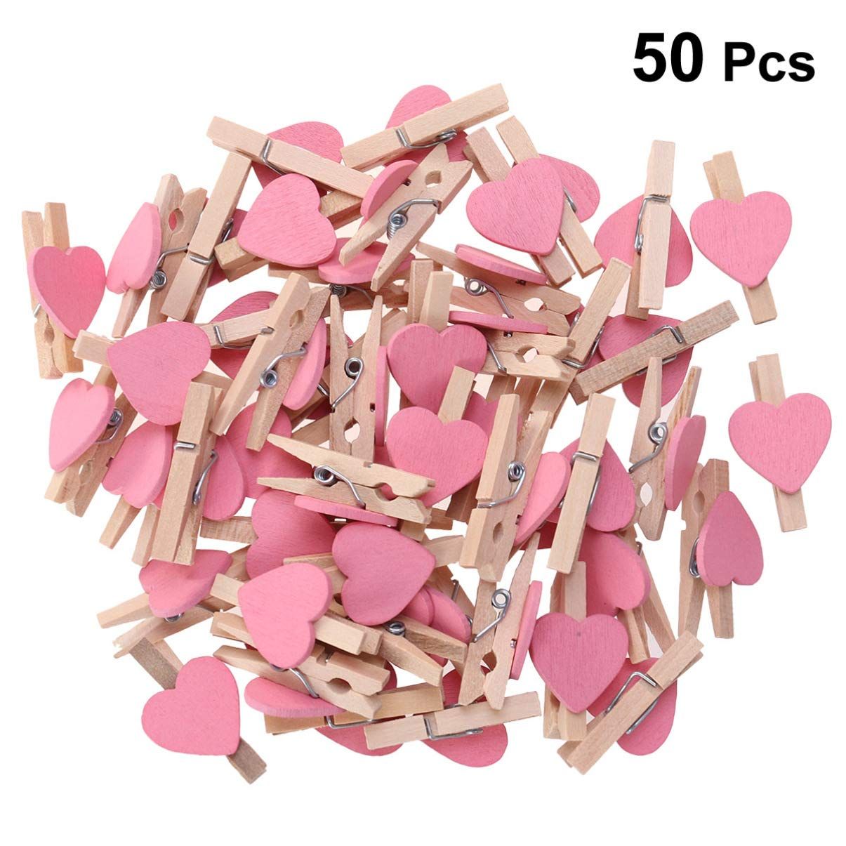 50pcs Clothes pins Mini Wooden Clips Clothespins Crafts Clips with Hearts for Wedding Party Valentines Day Decoration Photo Wood โ image 3