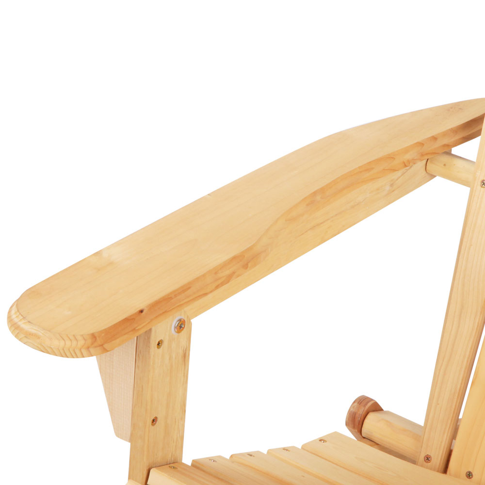Gardeon 3PC Adirondack Outdoor Table and Chairs Wooden Foldable Beach Chair Natural โ image 6