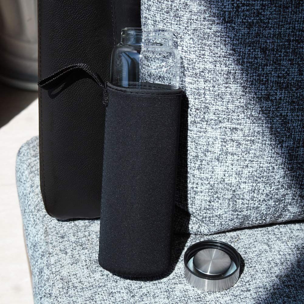 Glass Water Bottle 1000ml High Borosilicate with Neoprene Sleeve Leak Proof Lid Reusable Eco Friendly — image 3