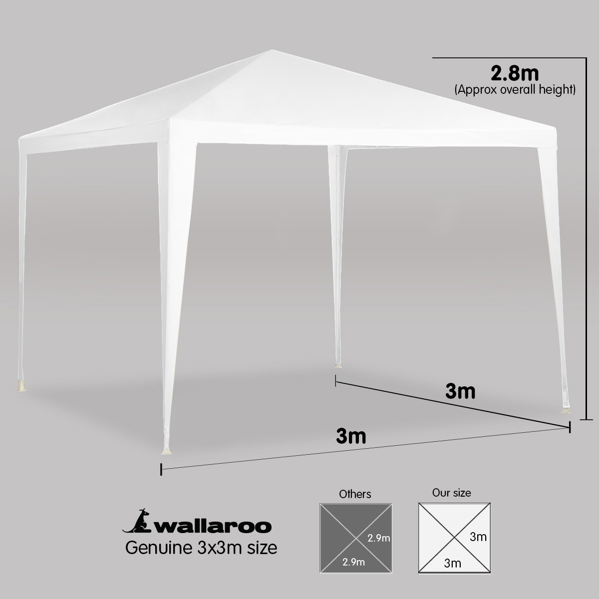 Wallaroo 3x3m Outdoor Party Wedding Event Gazebo Tent - White — image 4
