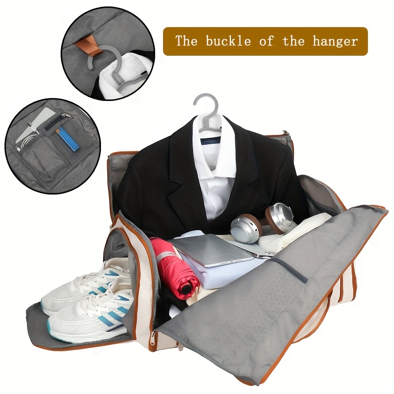 Convertible Travel Garment Bag Large Duffel Suit Carrier with Shoe Compartment & Hidden Backpack Straps Waterproof Black — image 5