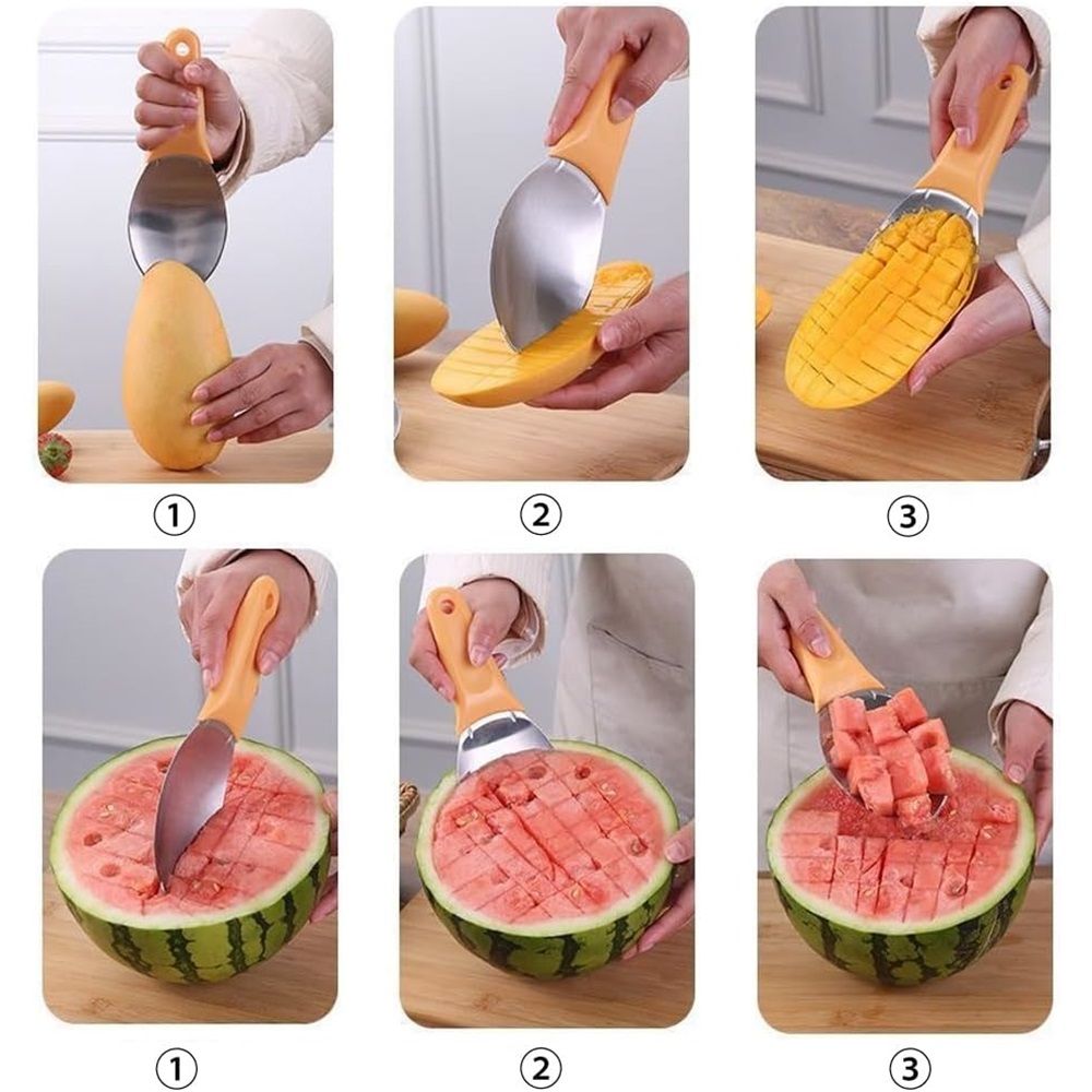2 pack Mango Slicer Cutting Tool, Mango and Kiwi Splitter Divider Cuber Corer Remover,Watermelon Cutter Tool,Kitchen Tools for Making Fruit Salad — image 5