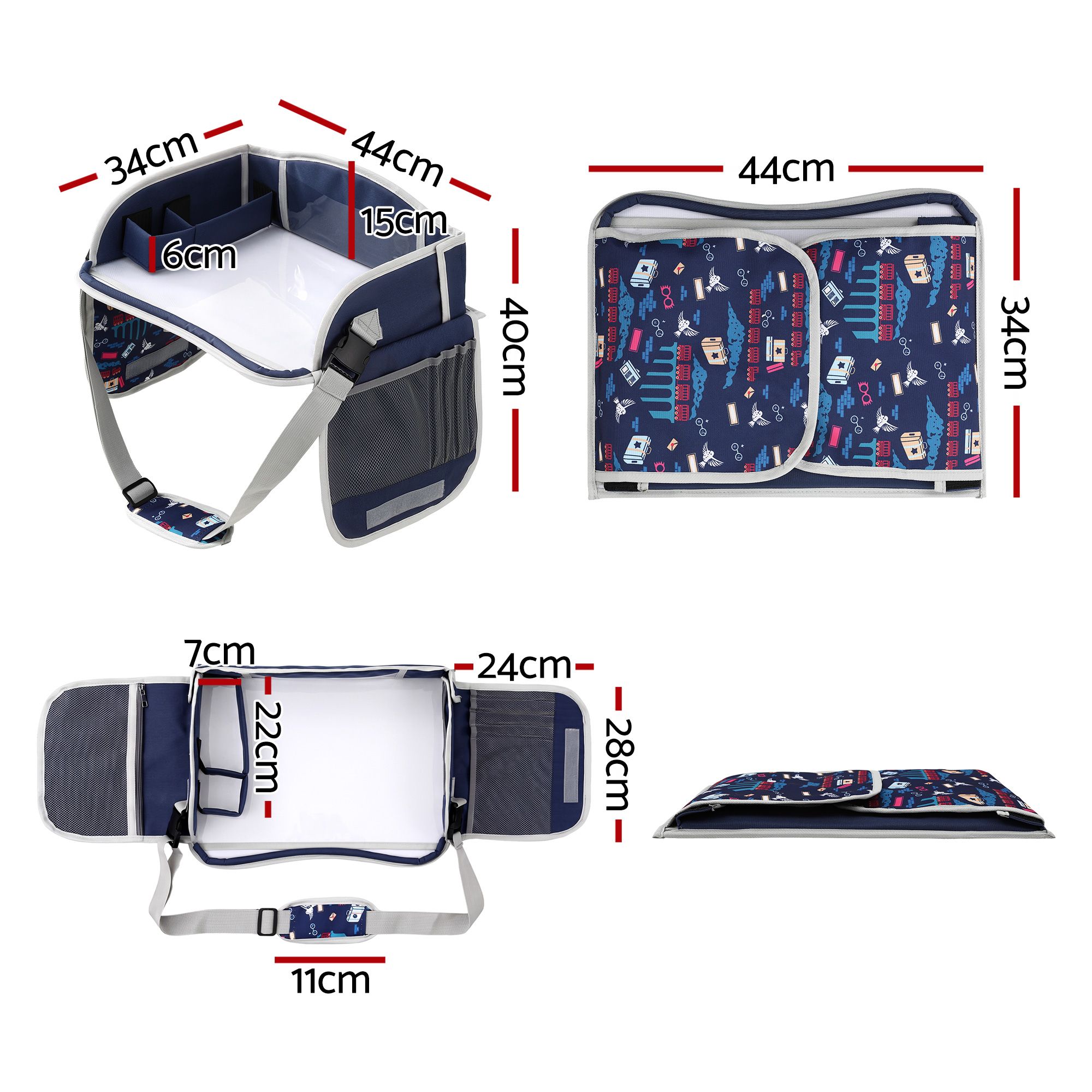 Keezi Kids Travel Tray Car Seat Lap Desk Portable Car Desk Organiser for Car & Airplane Blue โ image 2