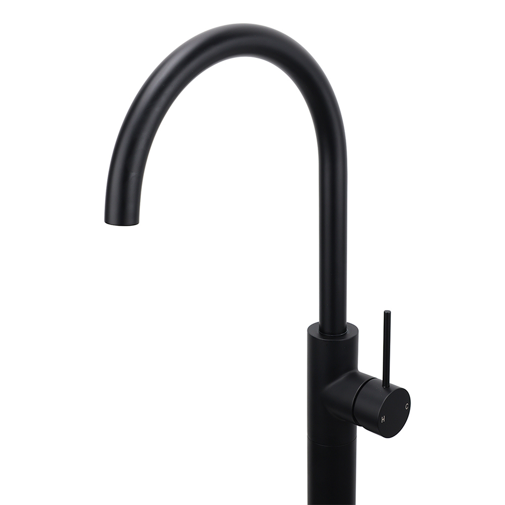 Matt Black Indoor Bathtub Filler Free Standing Mixer Faucet Tap Spout Watermark — image 2
