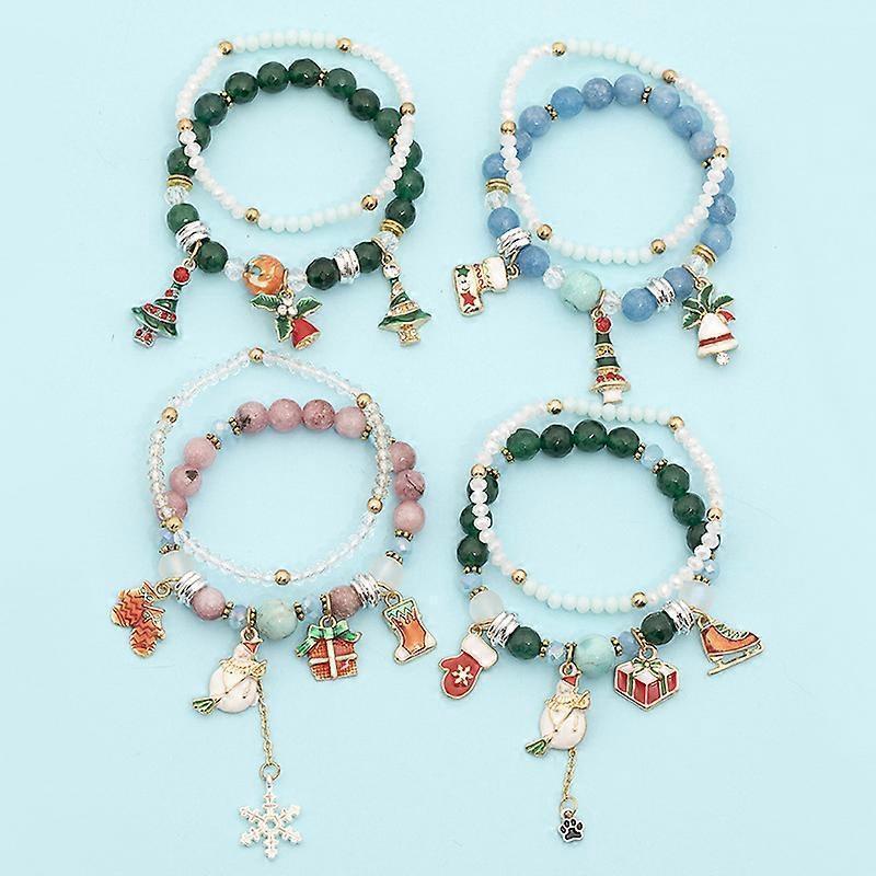 Christmas Charms for Women Adjustable Stretch Bracelet Christmas Tree Santa Snowman Jewelry 2pcs โ image 3