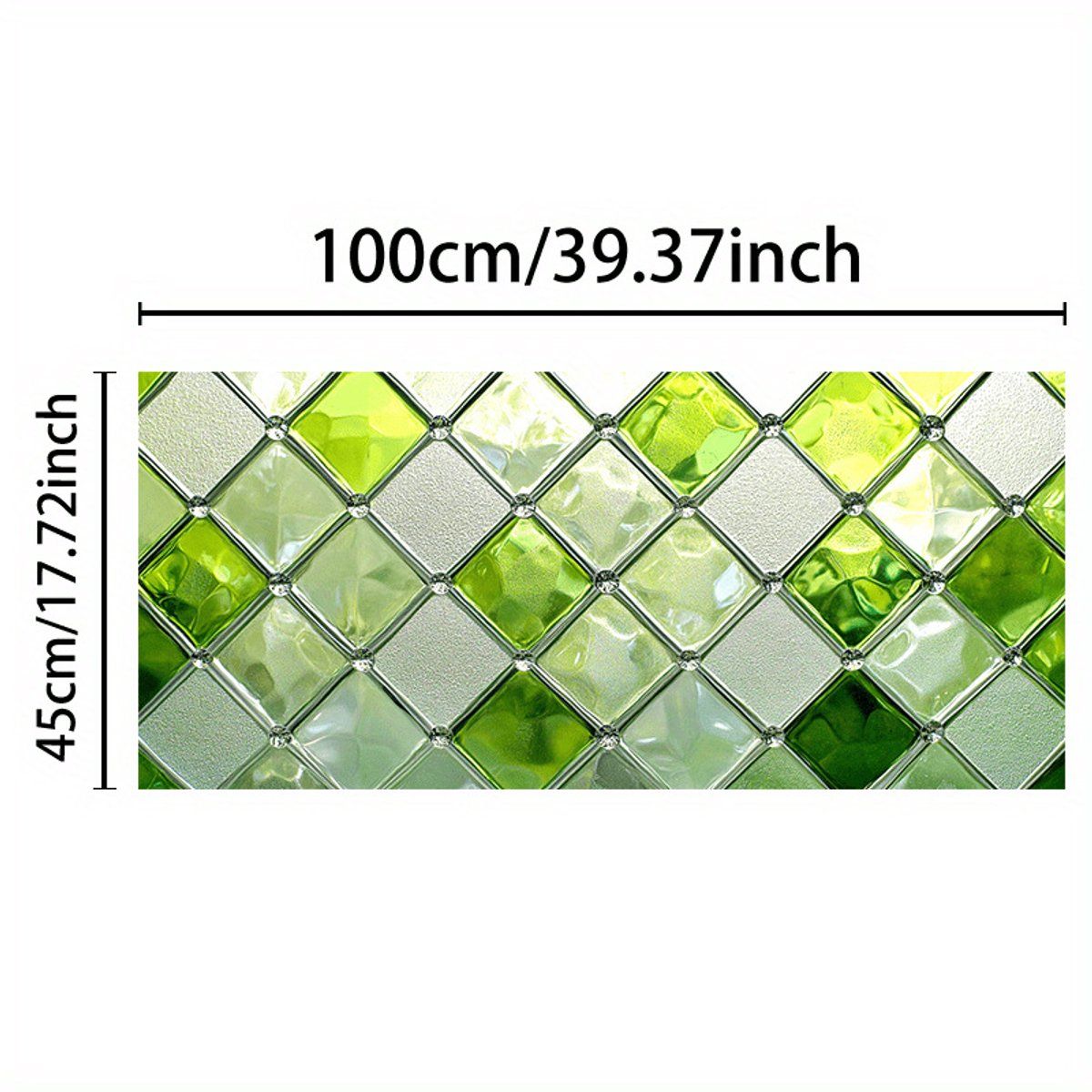 Green Stained Glass Privacy Window Film, Static-Cling Decorative Sticker, 100 × 45 cm