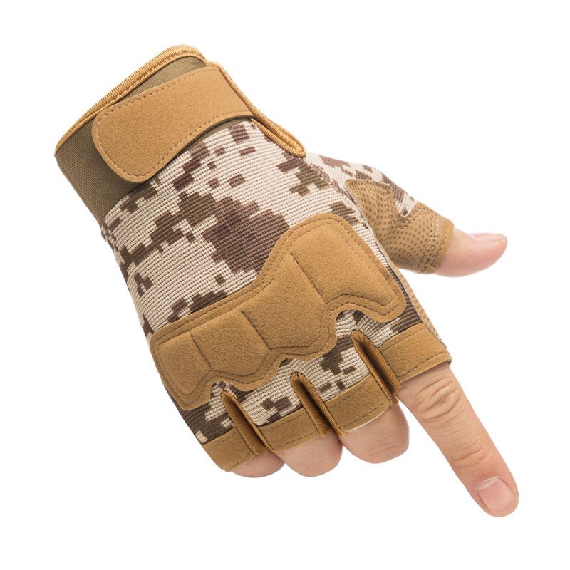 Half Finger Tactical Gloves for Men & Women, Anti-Slip Fingerless Gym Workout Training Gloves for Cycling, Hiking, Climbing and Outdoor Sports - Khaki