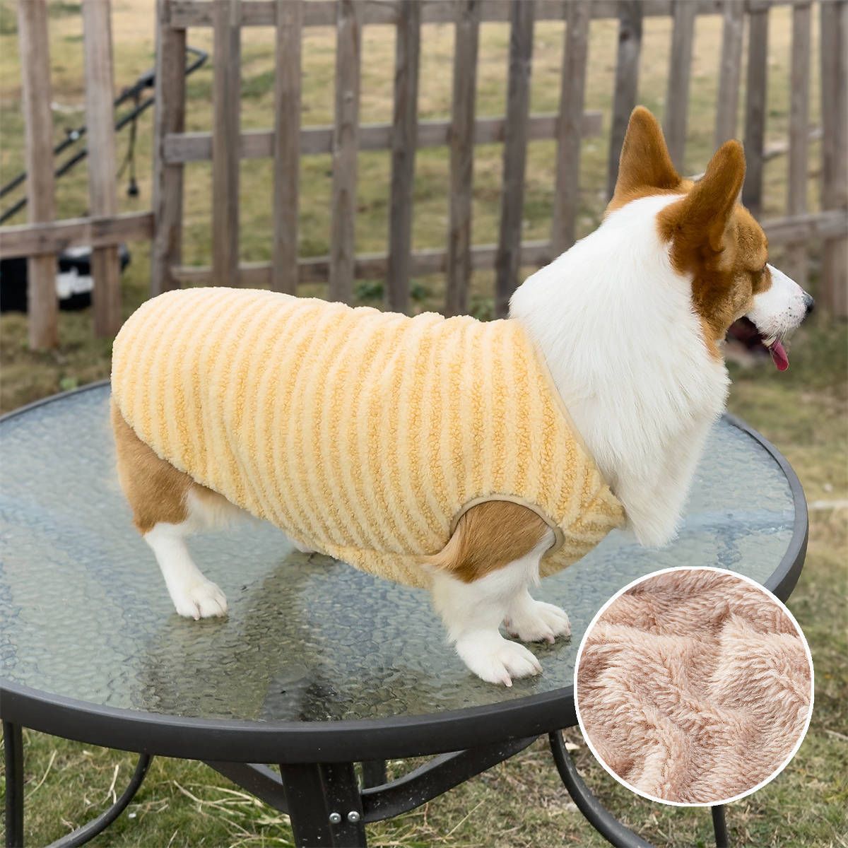 Pet Dog Vest Winter Warm Polyester Yellow [fleece lined & extra thick] L [recommendation 4.5-5.5kg] — image 6