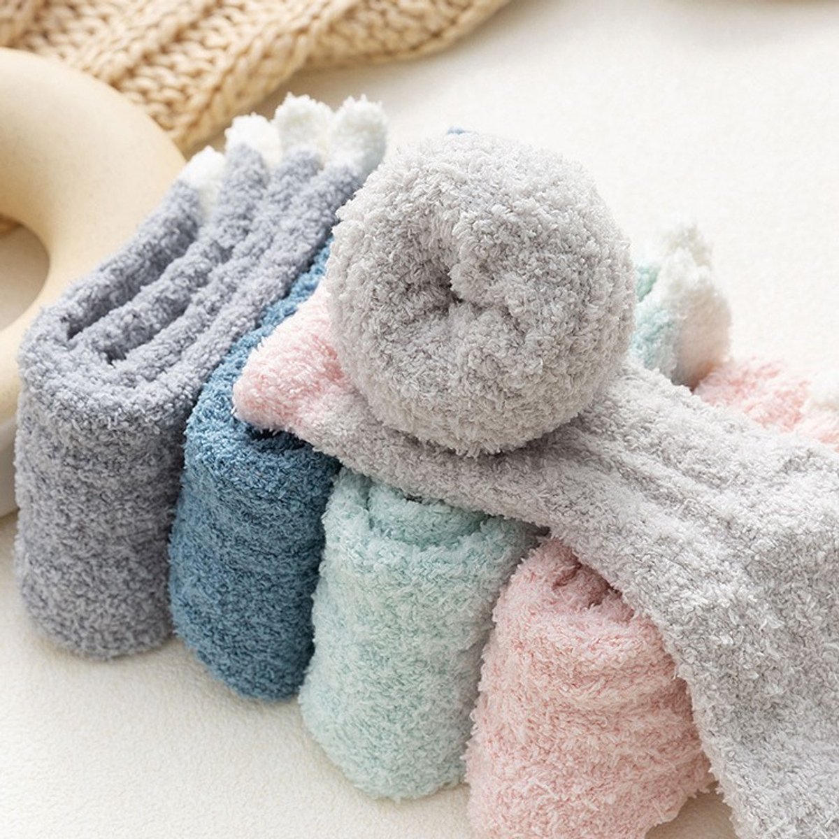 Slippers and socks - lounge socks - 7 pairs - Women's lounge socks - Soft and comfortable women's lounge socks - Comfortable, warm, thick and soft โ image 2