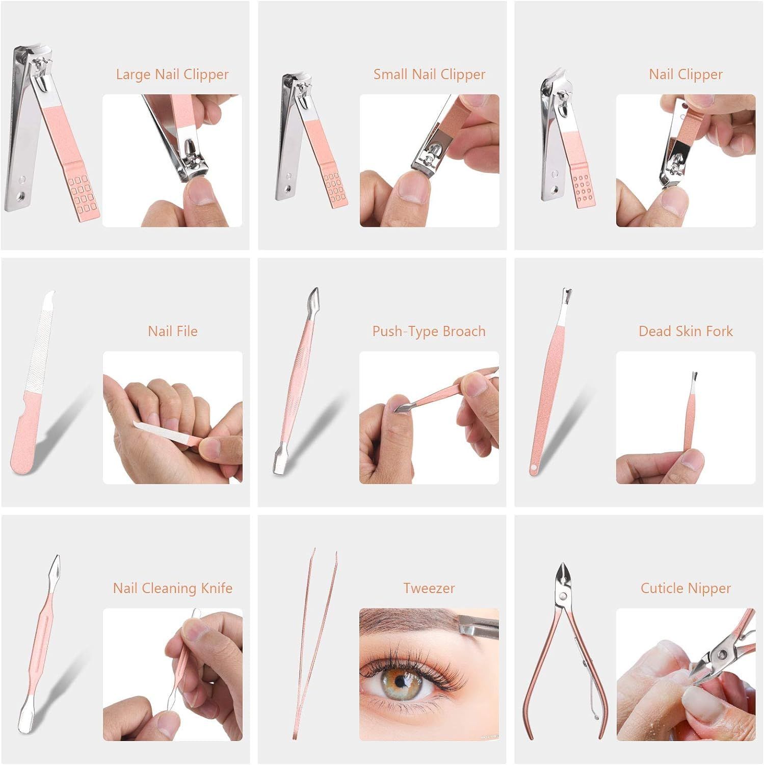Nail Clippers for Men Women,18 In 1 Stainless Steel Nail Kit Professional Manicure Pedicure Kit Nail Scissors Cuticle Trimmer Nail — image 3
