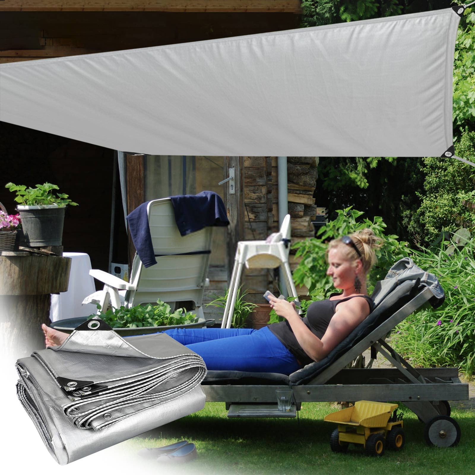 Heavy Duty Tarp Cover, Thick Tarps Waterproof Tear and Rip Proof UV Resistant Tarpaulin with Reinforced Grommets and Edges D โ image 2