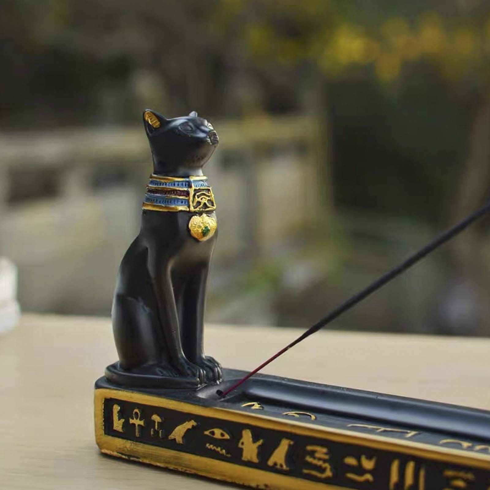 Lemonadeus Ancient Egypt Egyptian Bastet Cat Goddess Statue Collectible Figurine Bastet Golden Incense Sticks Burner/Holder โ image 4