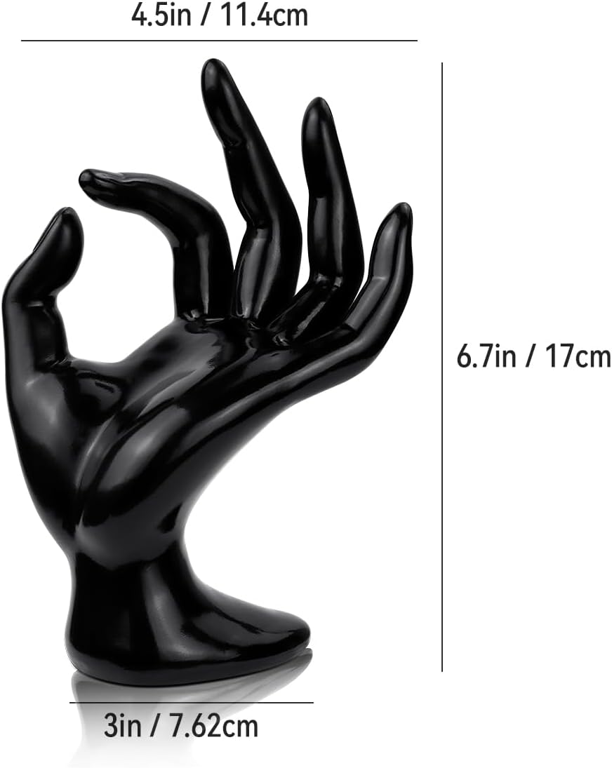 1 Pack Hand Form Ring Holder Mannequin Hand Jewelry Organizer Stand Watch Stand Bracelet Ring Support Aesthetic Rack (Black) — image 2