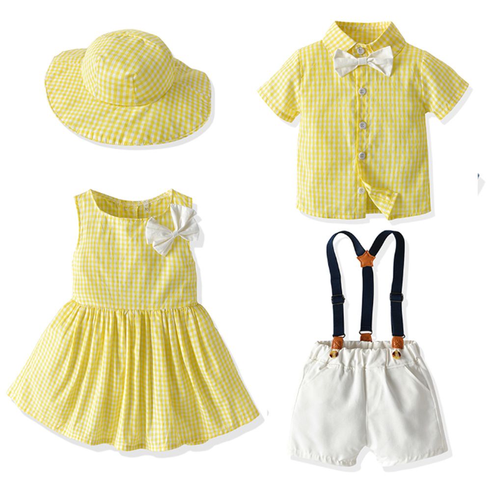 Tem Doger Boy Plaid Shirt Shorts Set Gold 90cm โ image 2