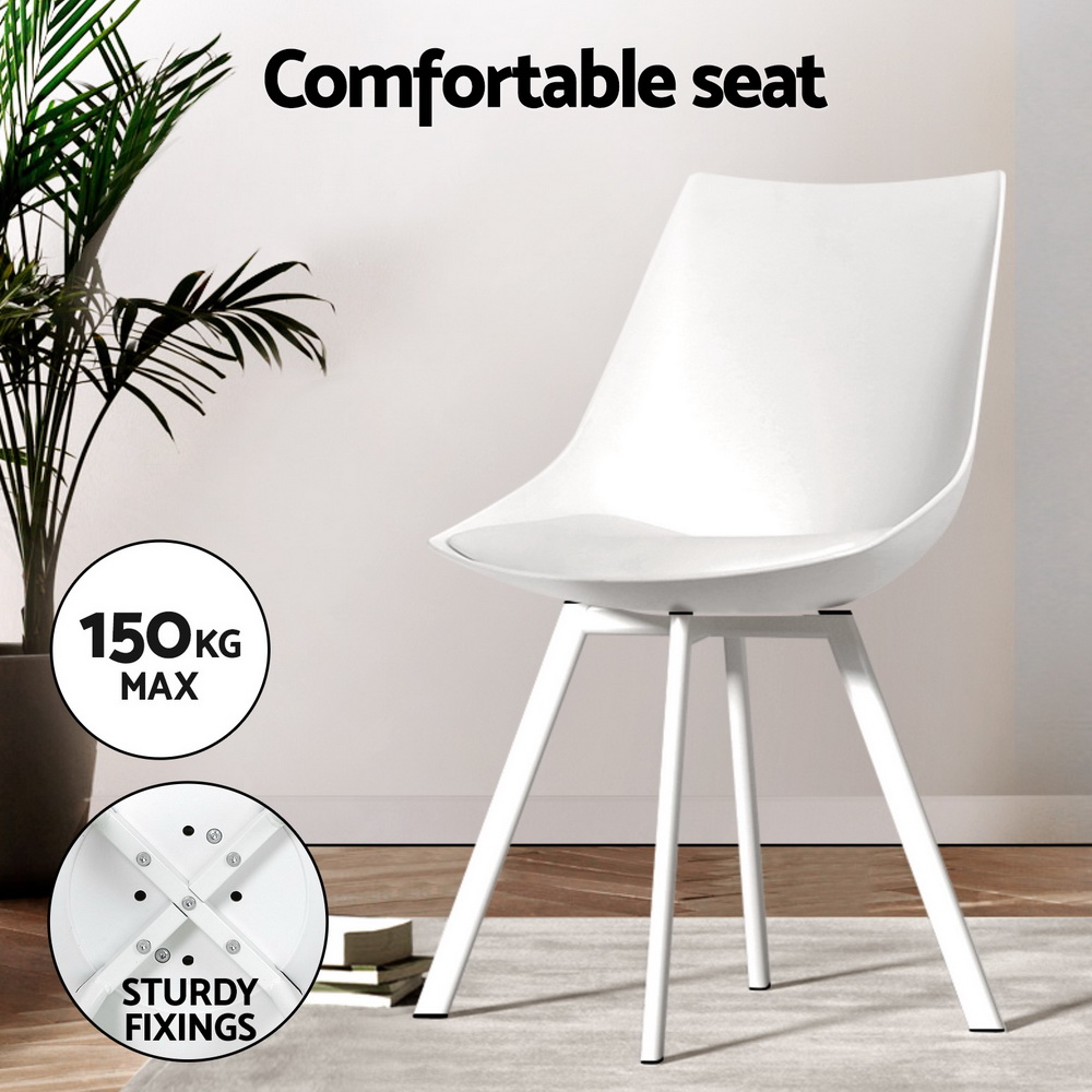1 Artiss Dining Table and 4 Chairs Set Rectangle White — image 6
