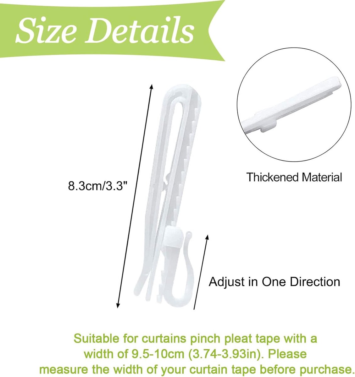 60 pieces - 8.5 cm - Curtain hook - Shower curtain hook - Plastic curtain hook - curtain clip hooks - curtain accessories - adjustable depth - pleated curtain — image 5