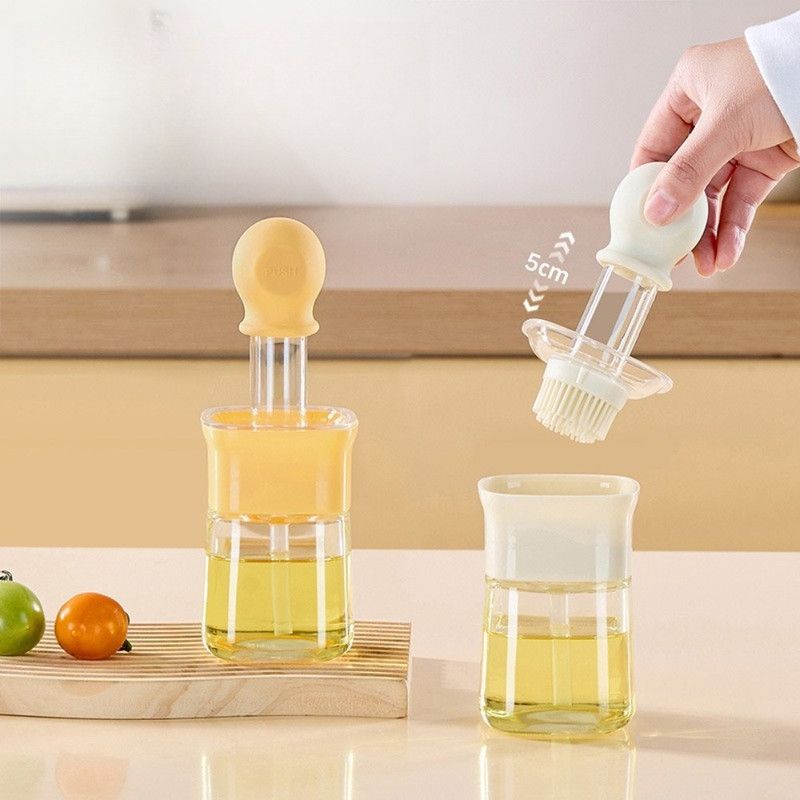 Integrated Oil Storage Silicone Oil Brush Bottle, Food-Grade Heat-Resistant Oil Dispensing Brush for Baking, BBQ—White — image 6
