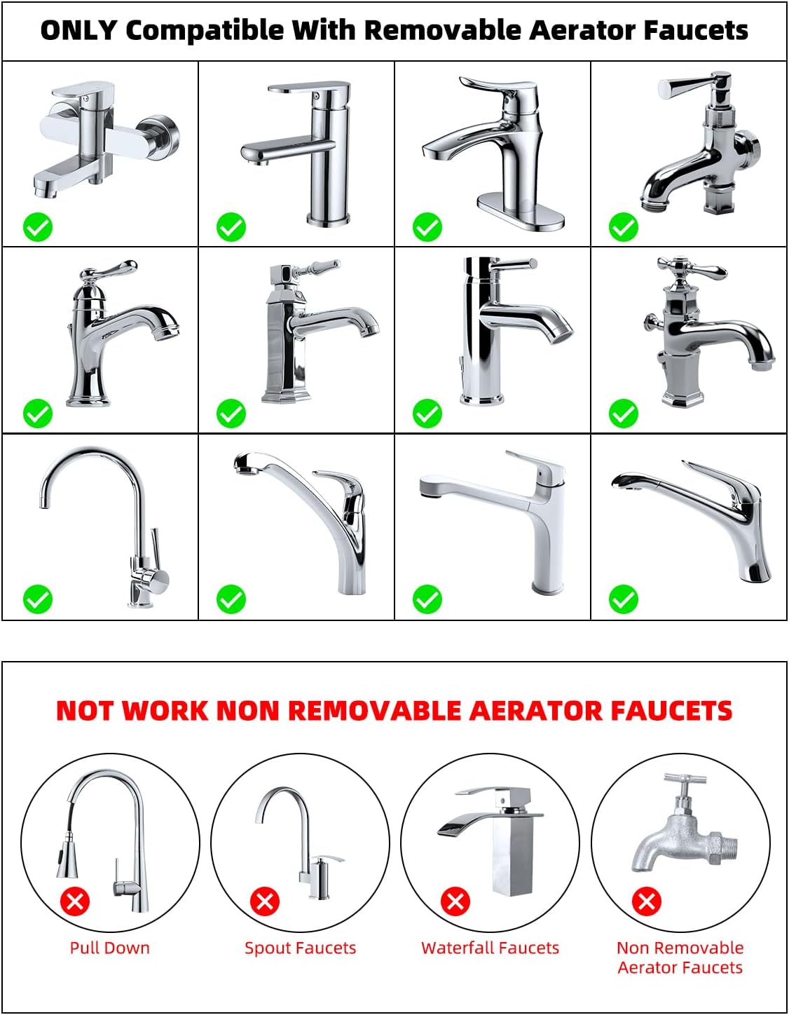 Faucet Adapter Kit, Swivel Aerator Adapter to Connect Garden Hose - Multi-Thread Kitchen Sink Faucet to Garden Hose Adapter 3/4 Inch - Chrome Finished โ image 6