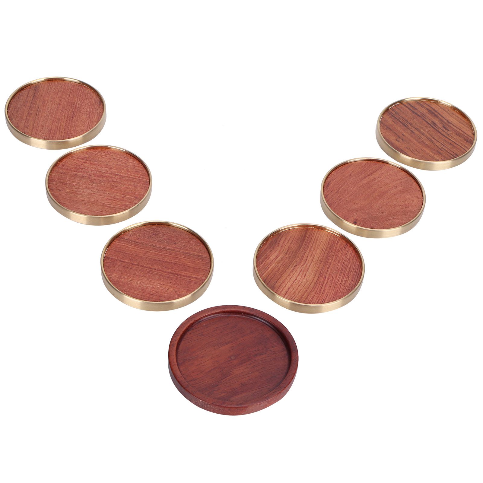 Wooden Tea Cup Mat Insulation Desktop Cup Pad Set with Base Tray Tea Ceremony AccessoriesRosewood โ image 4