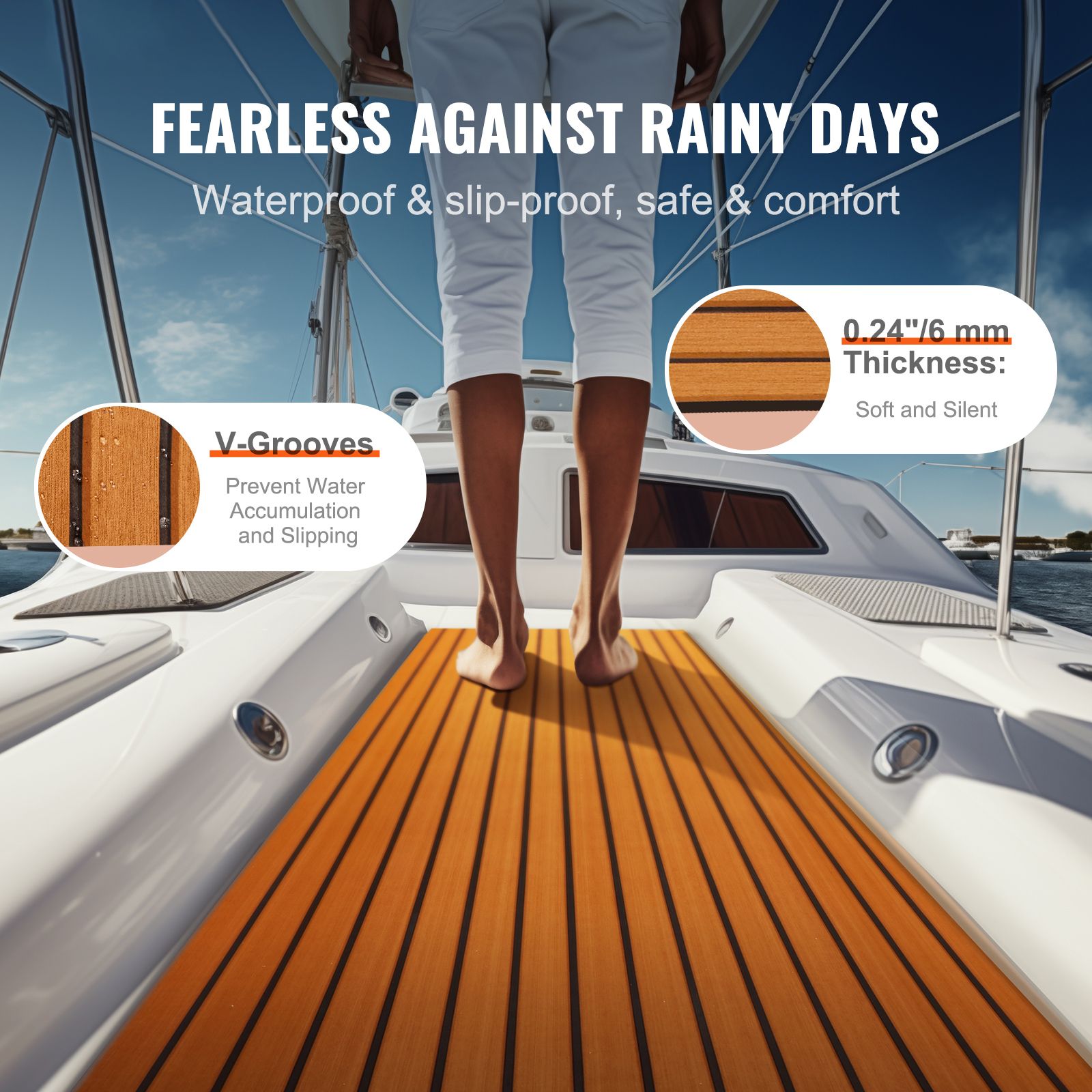 Boat Flooring, EVA Foam Boat Decking 94.5" x 35.4", Non-Slip Self-Adhesive Flooring, 23.2 sq.ft Marine Carpet for Boats, Yacht, Pontoon, Kayak Decking — image 2