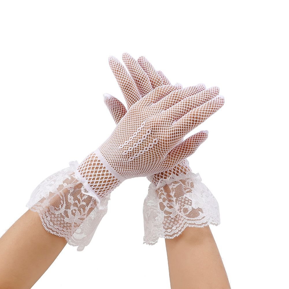 2 pairs Lace Gloves, Long Satin Gloves Tea Party Gloves for Women Short Silk Gloves Mesh Gloves Halloween Wedding — image 3