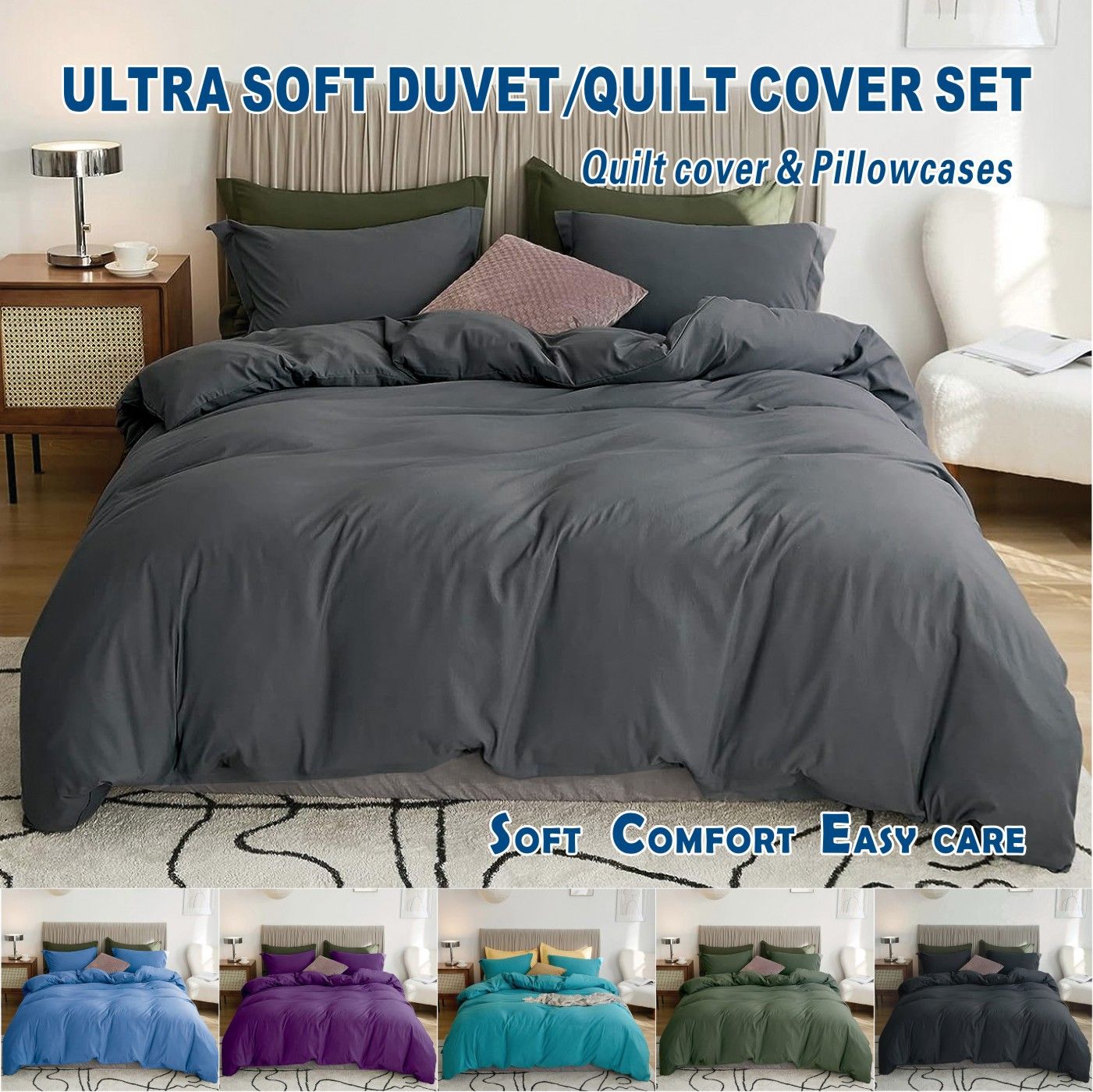 2 Piece Hotel Soft Microfiber Quilt Cover Set-2000TC Duvet/Donna Cover Set & Pillowcases -1 Quilt Cover Zipper Closure & 1 x Pillowcases-Breathable Bedding