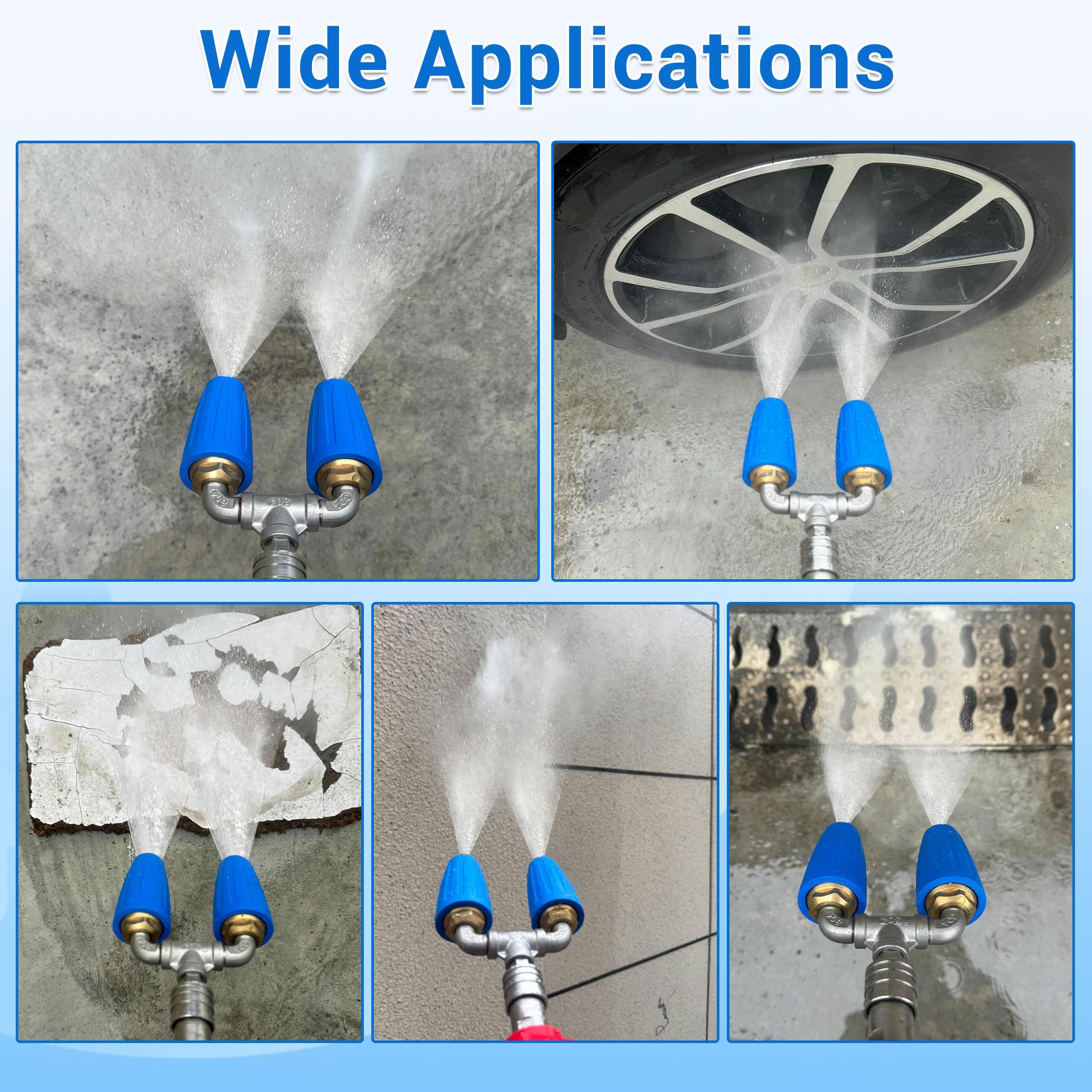 Dual Turbo Nozzle Pressure Washer, 360°Rotating Turbo Nozzle with 1/4" Quick Connector, Orifice Twin Turbo Nozzle, 4-6 GPM, 4000 PSI — image 5