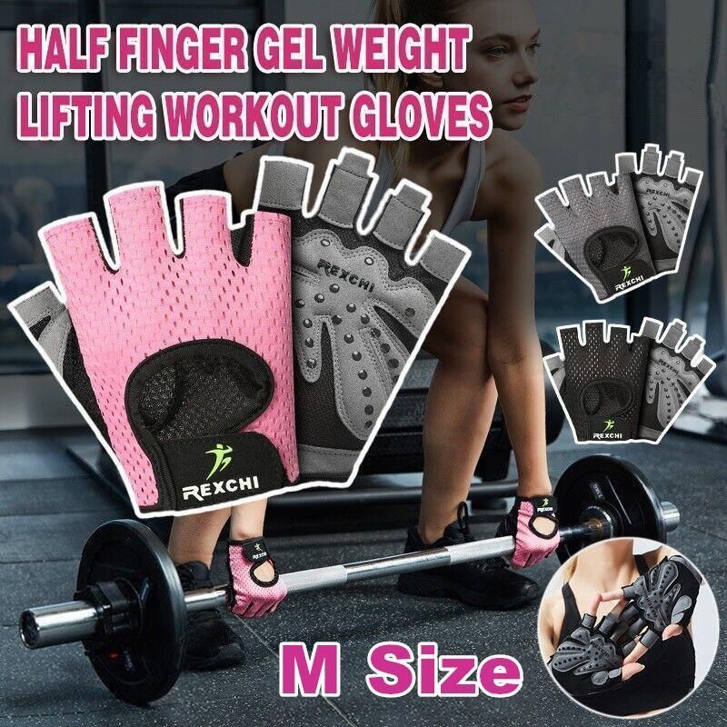 M Size Women Fitness Gym Training Gloves Half Finger Gel Weight Lifting Workout Gloves - Pink — image 2