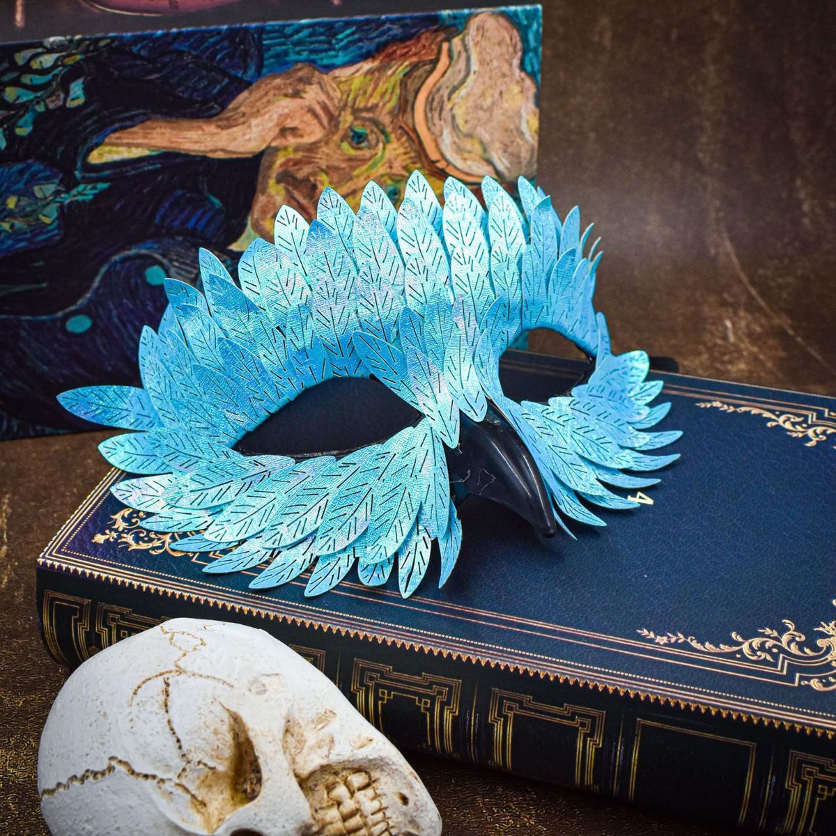 Owl Beak Face Mask Halfface Bird Face Cover for Masquerade Ball Party Halloween Mardi Gras Costumes Fancy Dress - Blue — image 6