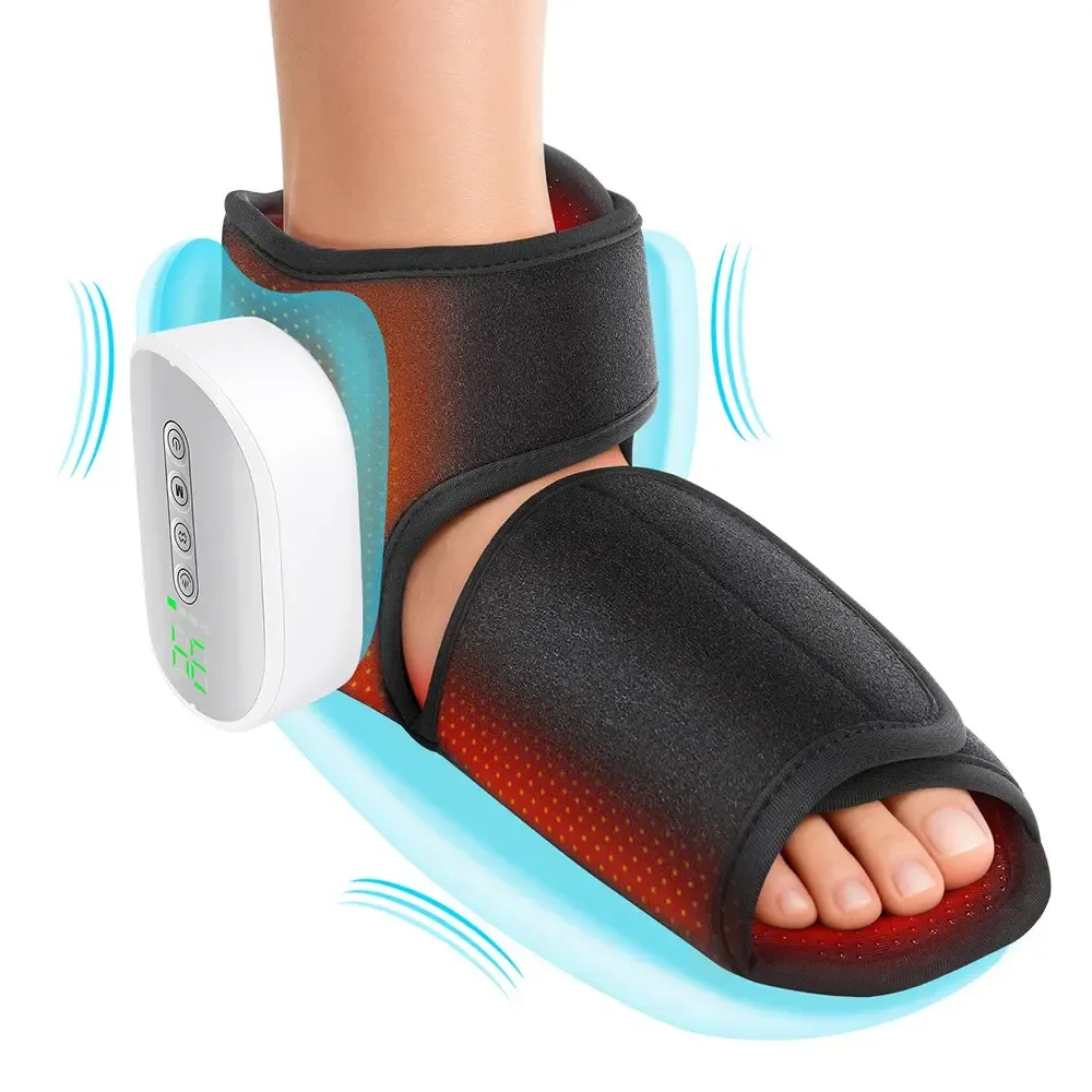 Air Compression Heated Foot Massager, Sole & Ankle Dual Zone Kneading with 4 Intensities, 4 Temp and 3 Airbag Massage Modes - Cordless USB Rechargeable and