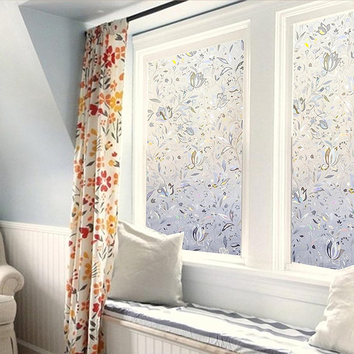 Window Film - Self-Adhesive Window Film - Stained Glass - Privacy Film - Frosted Glass - Rainbow Flowers - Sun Protection & Insulating - Privacy - 45 x 200 cm — image 2
