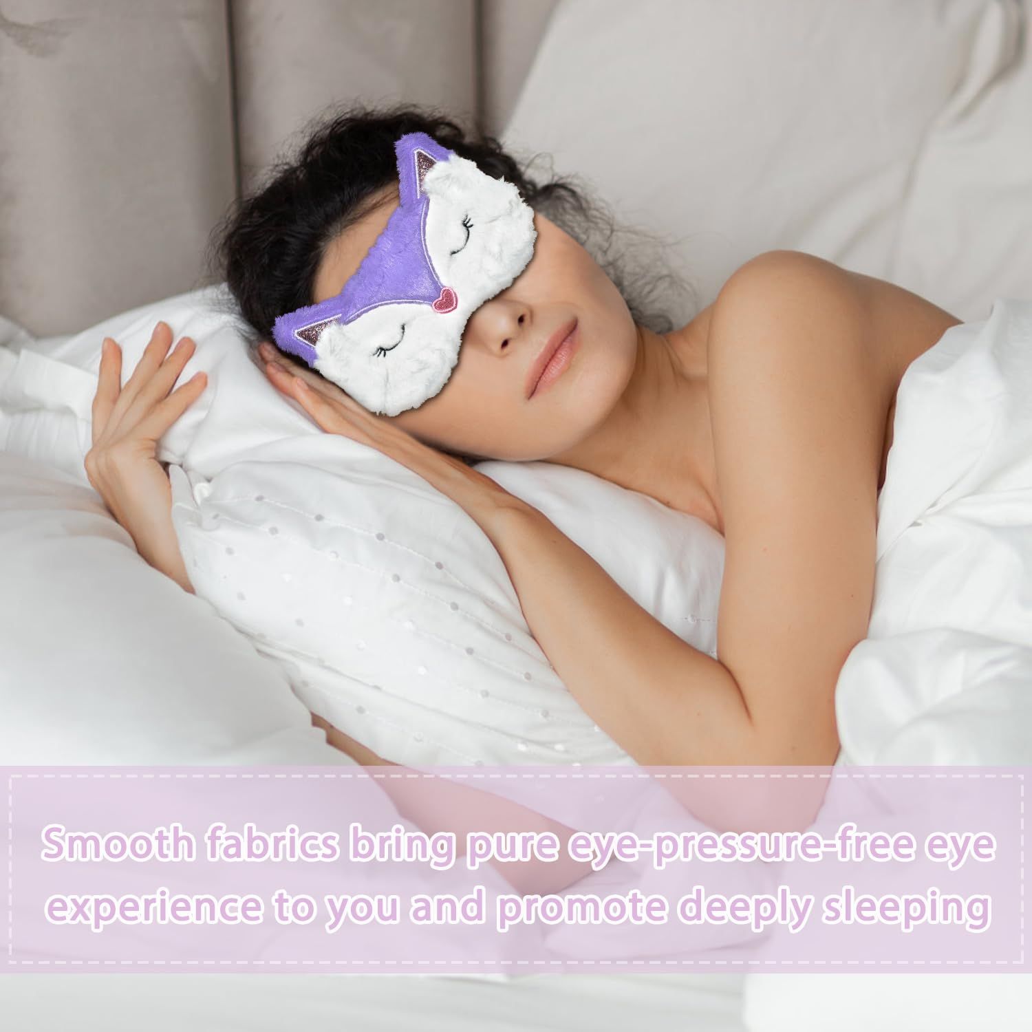 Cute Animal Sleep Mask for Girls Cute Cartoon Fox Alpaca Soft Plush Blindfold Sleep Masks Eye Cover for Women Girls Trave โ image 3