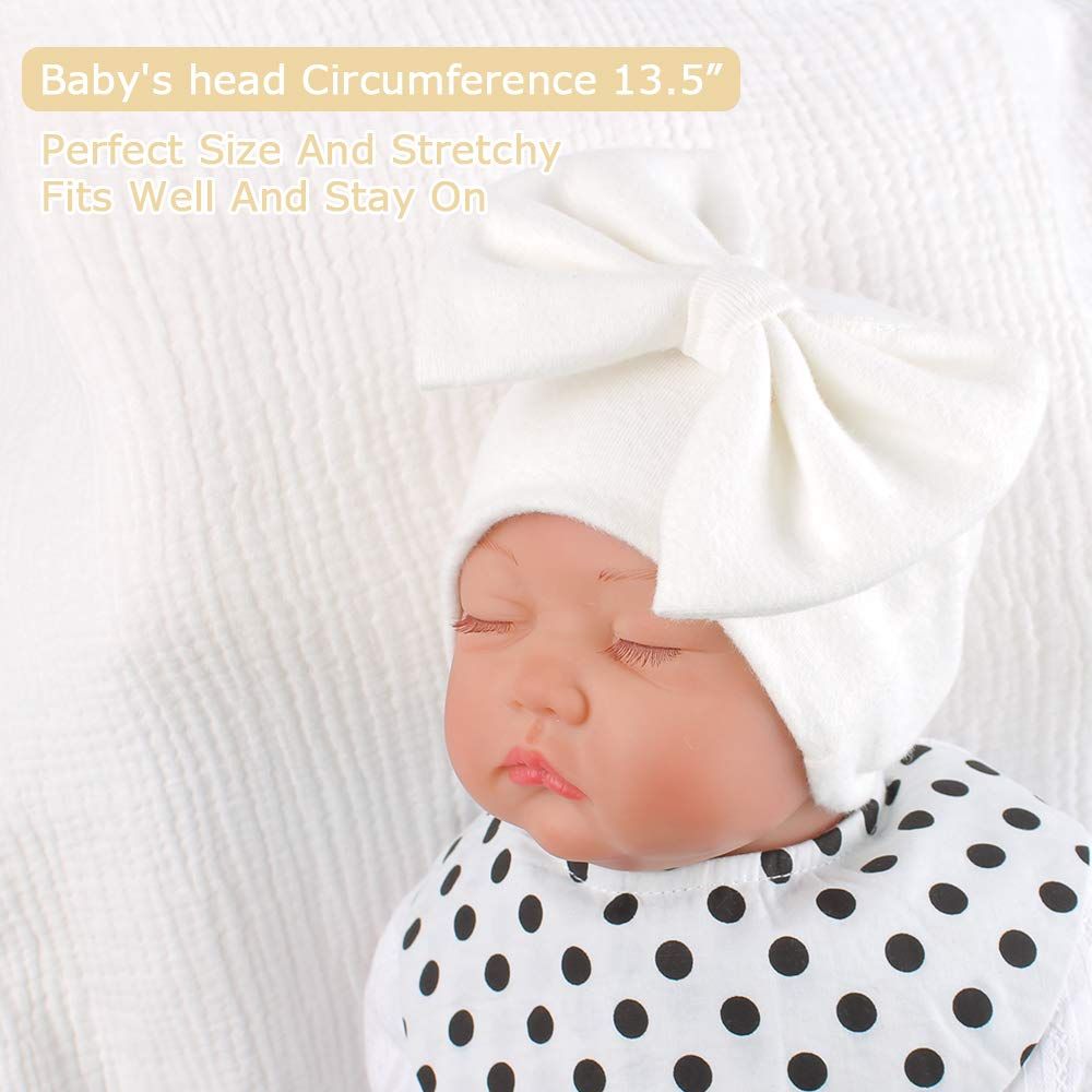 Baby hat glove set, double-layer thick warm baby hat, autumn and winter bow shaped hat, baby fetal hat — image 4