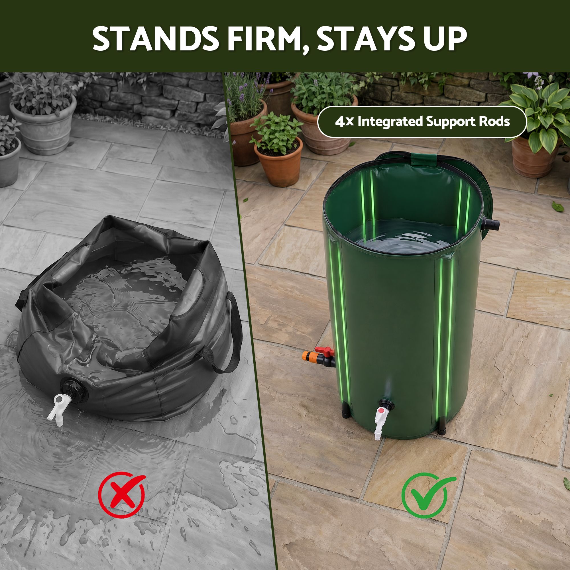 Weisshorn 100L/22Gal Collapsible Rain Barrel PVC Water Tank Collection Storage for Garden Irrigation — image 6