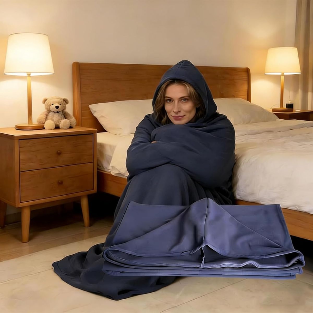 Sleep Pod - Wearable Blanket Hoodie for Anxiety Relief & Deep Sleep, Portable Personal Sleeping Bag for Travel, Camping and Cozy Lounging - Gray - Size — image 2
