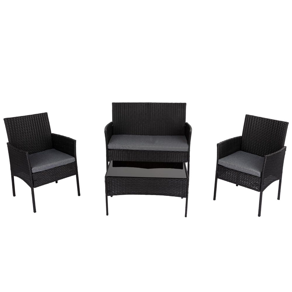4 Seater Wicker Outdoor Lounge Set-Black โ image 4