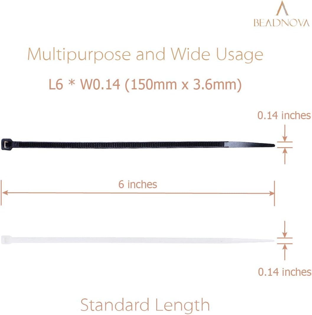 Cable Ties 100 Pcs Wraps Zip Ties Heavy Duty for Multi-Purpose(6 Inch, Black and White, 50pcs for Each) โ image 3