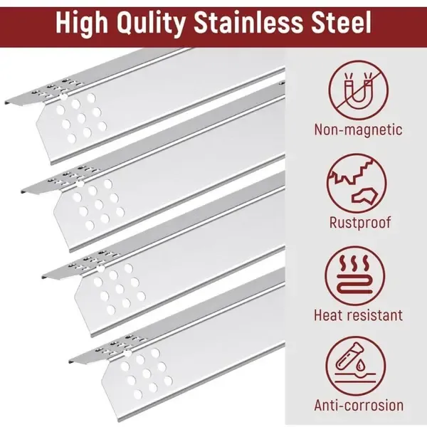4 Pack Universal Stainless Steel Grill Heat Plates, Flavorizer Bar Replacements for Most Gas Grills, Silver, 38 × 10 cm — image 5