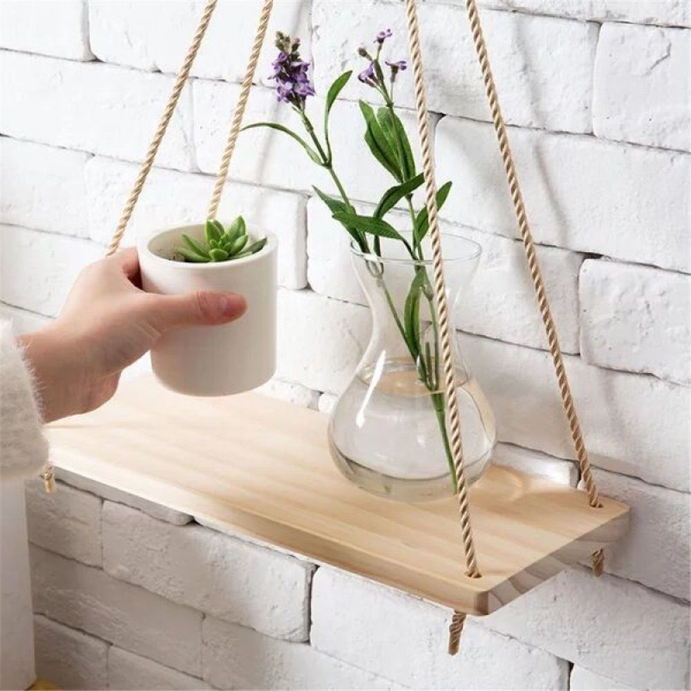 2pcs Hanging Shelves for Indoor Wall and Window - Floating Wall Shelves for Plant Display, Boho Style Home Decor.( 35*14cm) — image 4