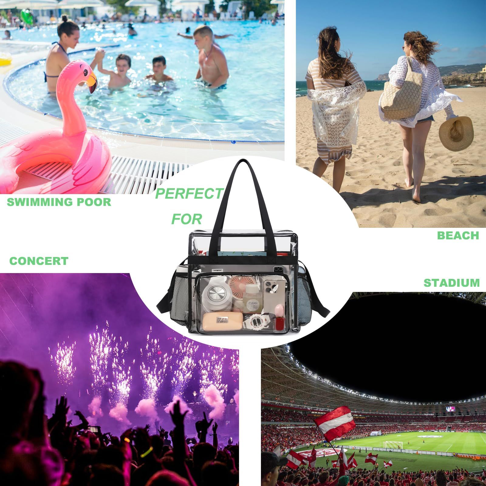 Clear Tote Bags Stadium Approved, Heavy Duty Travel Bags, Large Sports Shoulder Pack for Work,Competition,School — image 5